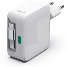 Hama Fast Charger Gan 2X USB-C Uittrekbare Charging Cable PD 30 W White