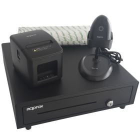 Pack Approx appPOSPACK4180LAN Cajón Portamonedas/ Impresora Térmica/ Lector de Códigos y Rollos Térmicos