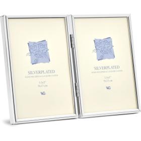 Weisz Frame Silver Plated Half Round Narrow Diptych 9x13cm
