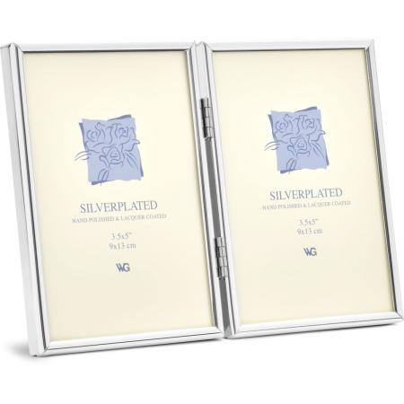 Weisz Frame Silver Plated Half Round Narrow Diptych 9x13cm