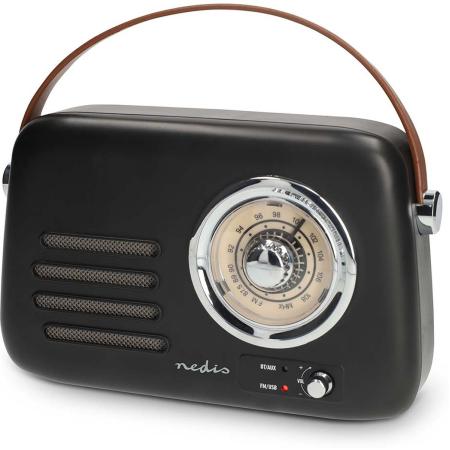 Nedis FM-Radio Portable Bluetooth / FM Battery Powered / USB Powered 10W Black