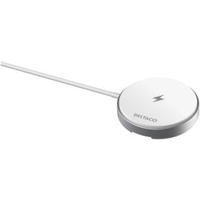 Deltaco Wireless Fast Charger w/ Magnet EN Standfunctie - 15W - White