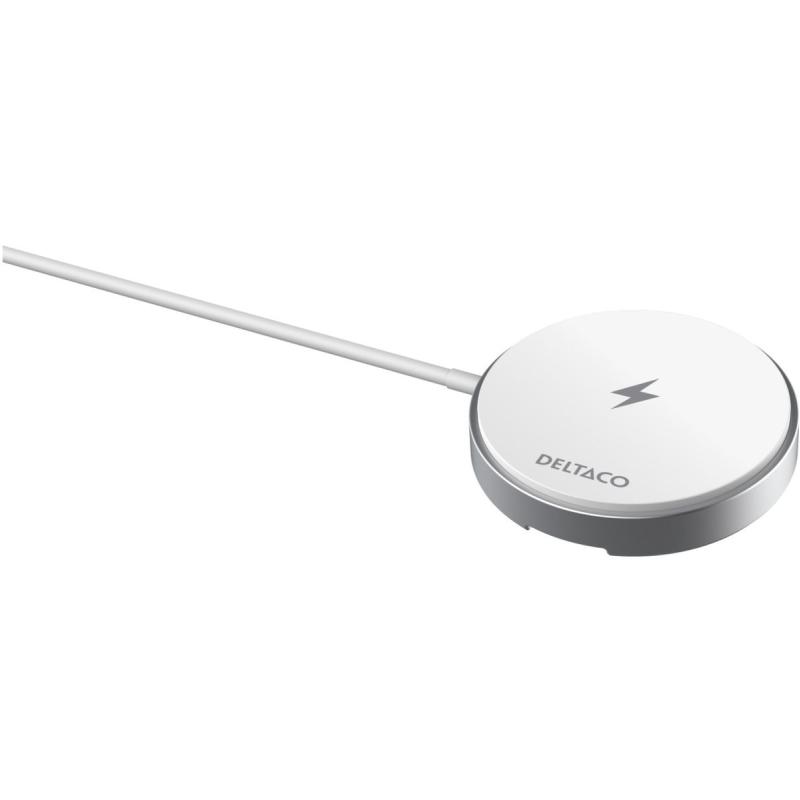 Deltaco Wireless Fast Charger w/ Magnet EN Standfunctie - 15W - White