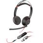 Auriculares Poly Blackwire 5220 + Adaptador USB-C/A/ con Micrófono/ Jack 3.5mm/ Negro