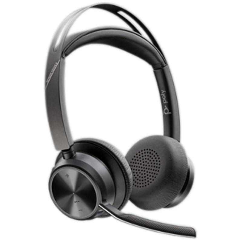 Auriculares Inalámbricos PolyVoyager Focus 2 USB-C-C + Adaptador USB-C/A/ con Micrófono/ Bluetooth/ Negros