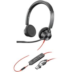 Auriculares Poly Blackwire 3325 + Adaptador USB-C/A/ con Micrófono/ Jack 3.5mm/ Negro