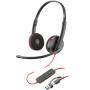 Auriculares Poly Blackwire 3220 + Adaptador USB-C/A/ con Micrófono/ USB Tipo-C/ Negro