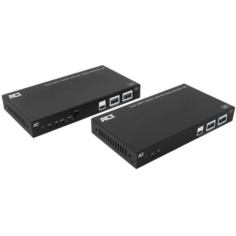 ACT Av Media Extender Set w/ Dual USB-C Switch CAT6a 100 Meters