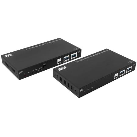 ACT Av Media Extender Set w/ Dual USB-C Switch CAT6a 100 Meters
