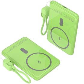Powerbank 5000mAh Leotec LEPOWW20W5G/ 20W/ Wireless/ Verde/ Incluye Cable USB Tipo-C