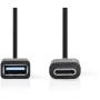 Nedis USB 3.0-CABLE Type-C M-A F 0.15m BK