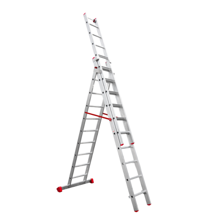 ALQUILER - Escalera Metálica Transformable de Aluminio 9+10+10 Peldaños - Ganga Electrónica