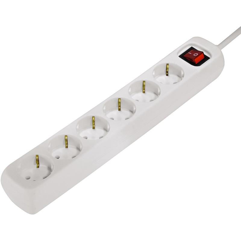 Hama Power Strip 6 Fold w/ Switch 1.4m White Per 15 S