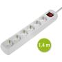 Hama Power Strip 6 Fold w/ Switch 1.4m White Per 15 S