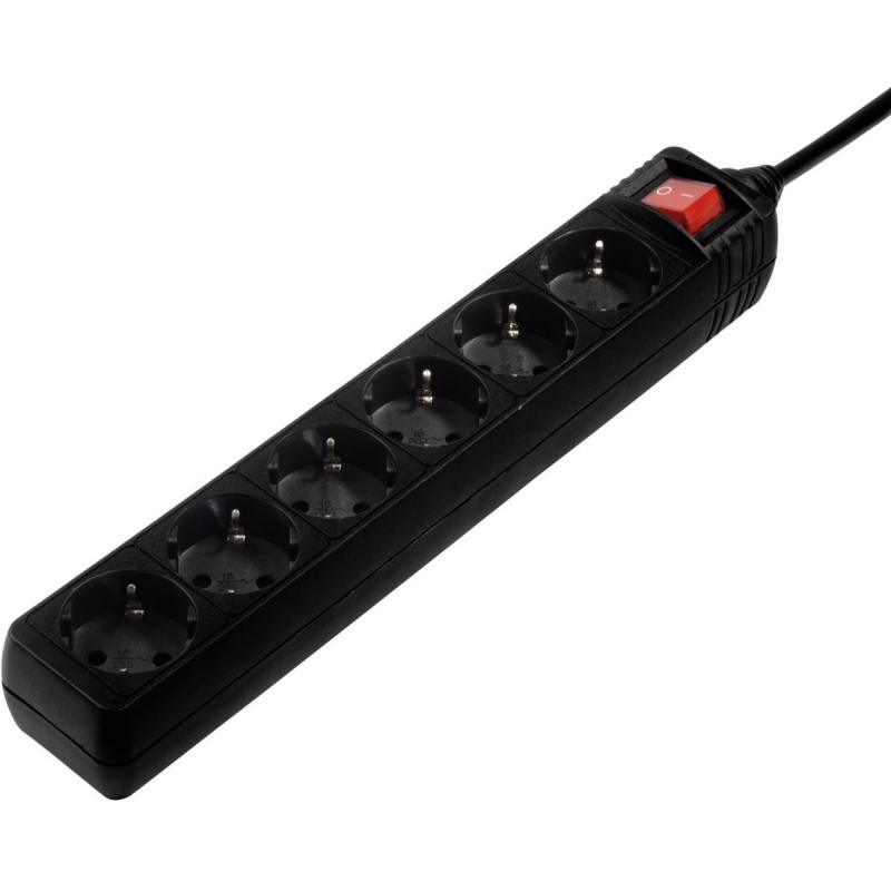 Hama Power Strip 6 Fold w/ Switch Black