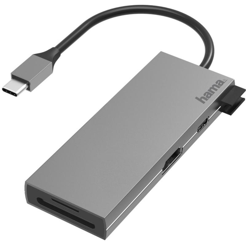 Hama USB-C-Multiadapter 6PORTS 2XUSB-A USB-C HDMI SD MicroSD
