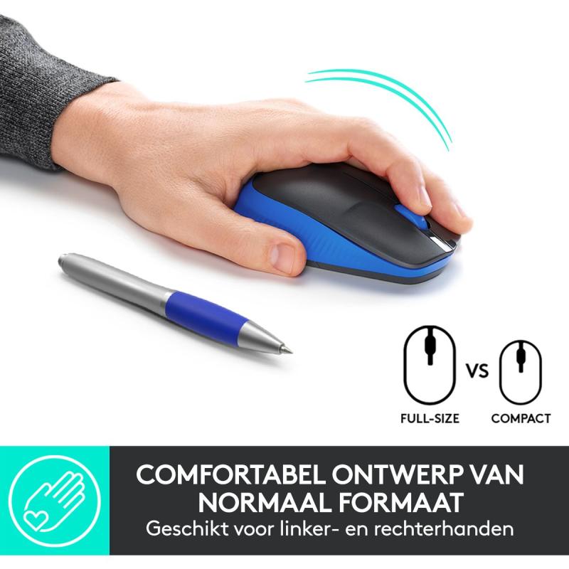 Logitech M190 Full-Size Wireless Mouse - Blue - EMEA