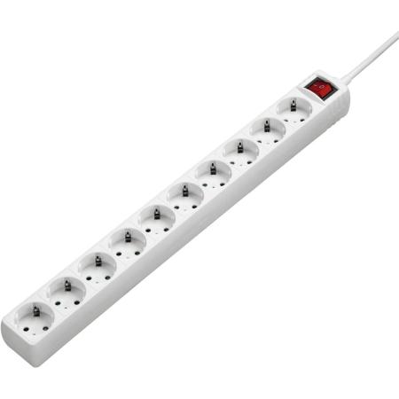 Hama Socket 10-WAY 2-POLE Switch + Child Protection White 3m