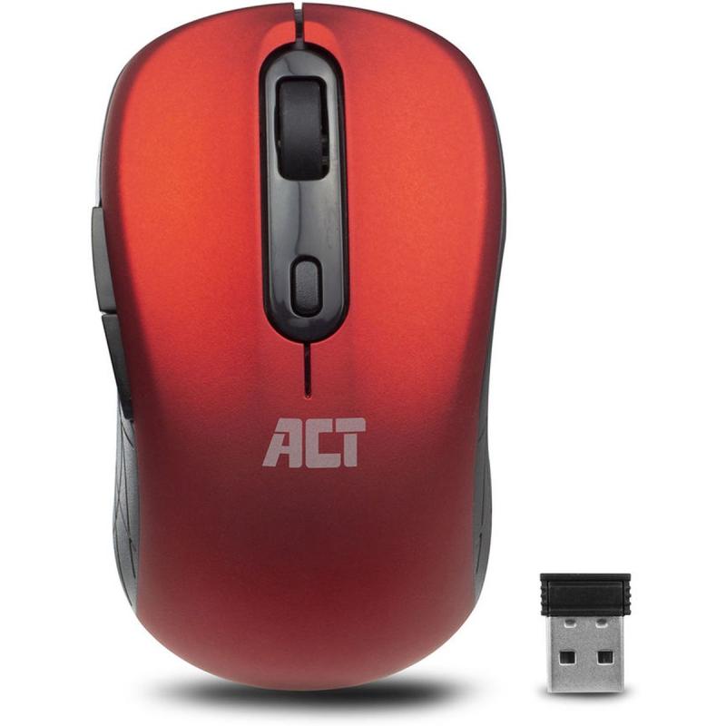 ACT Wireless Mouse USB Nano Receiver 1600 DPI Red