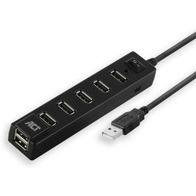 ACT USB Hub 2.0 7X USB-A On And Off Switch Black