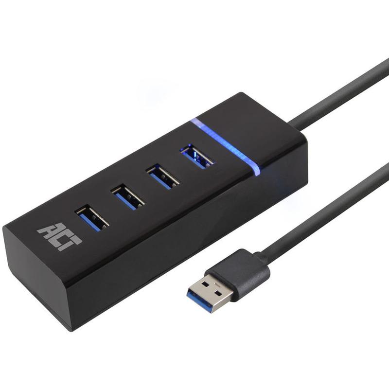 ACT USB Hub 3.2 4X USB-A Ports Black