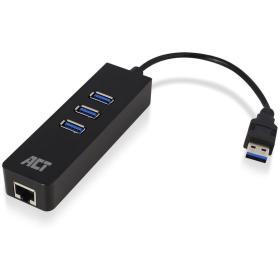 ACT USB Hub 3.2 4X USB-A Ports Ethernet Black