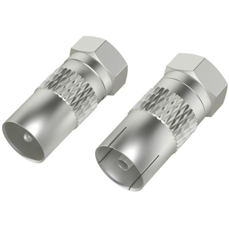 Hama Sat-Adapterset F-Plug - Coax-Plug/Coupling 2 Pieces