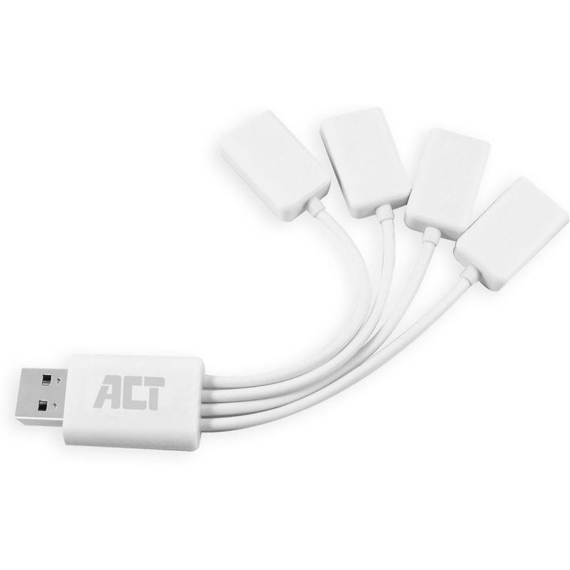 ACT USB Hub 2.0 4X USB-A Flexible White