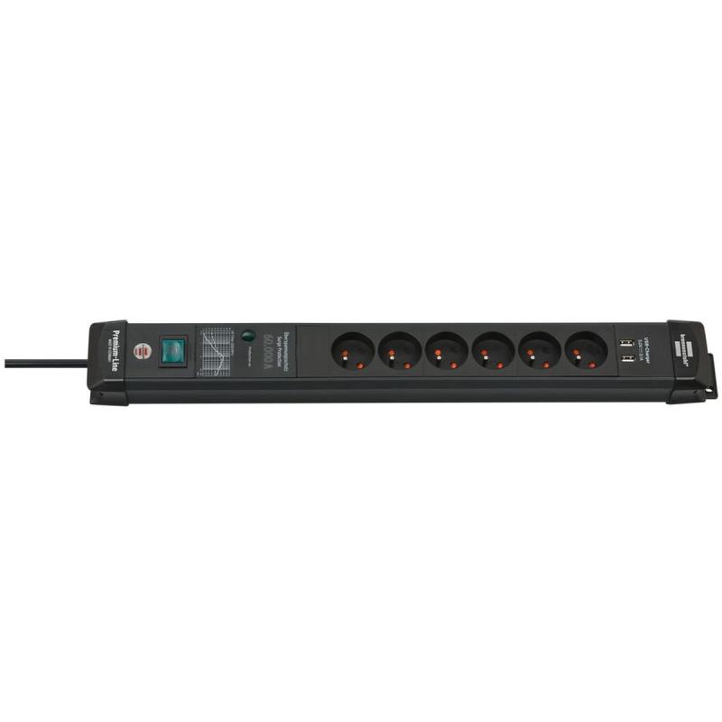 Brennenstuhl Prem-Line PWR Distr Unit 6 Soc 3.0m BK 2X USB