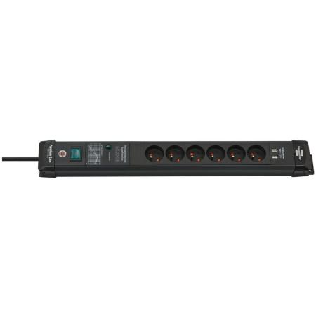 Brennenstuhl Prem-Line PWR Distr Unit 6 Soc 3.0m BK 2X USB
