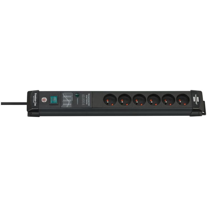 Brennenstuhl Premium-Line PDU 6 Sockets 3m Black w/ Switch And Surge Protection