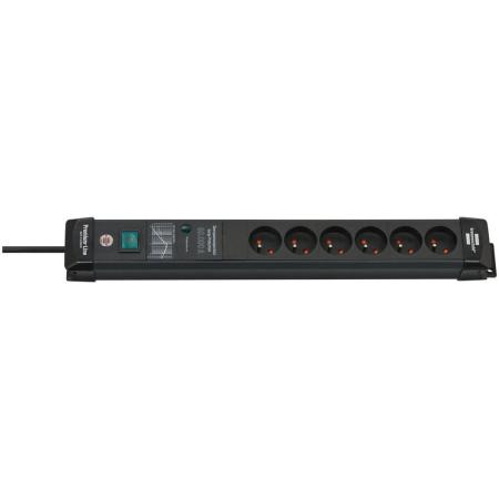 Brennenstuhl Premium-Line PDU 6 Sockets 3m Black w/ Switch And Surge Protection