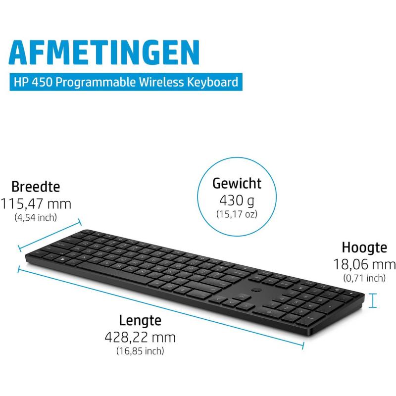 HP 450 Wireless BLK Programmable Keyboard WW