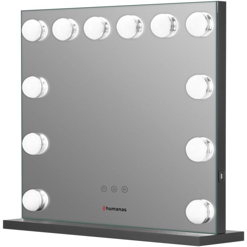 Humanas HS-HM02 Make-Up Mirror w/ LED Lighting - Black