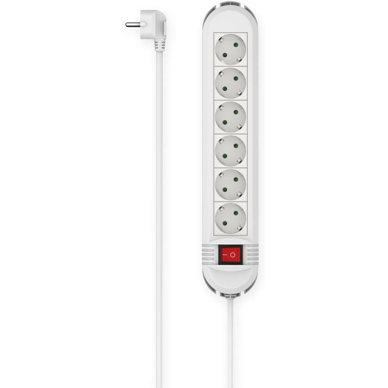 Hama Power Strip 6-FOLD Switch Wall Mounting 3 M White
