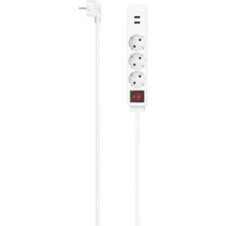Hama Power Strip 3-FOLD USB-A 17W Switch 1.4 M White