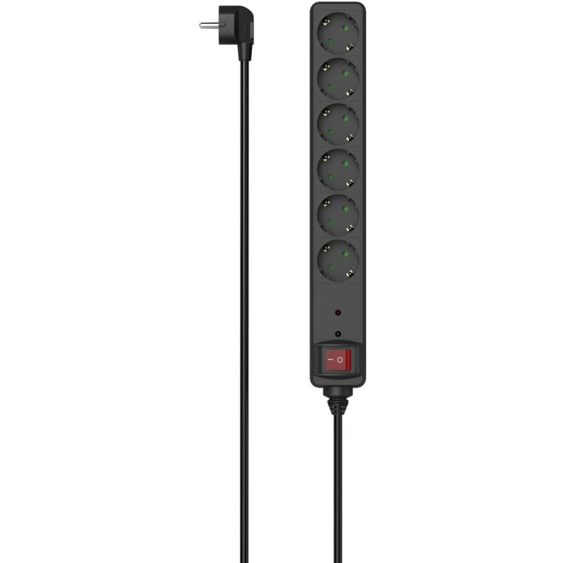 Hama Power Strip 6-FOLD Overvoltage Protection Switch 1.4 M Black