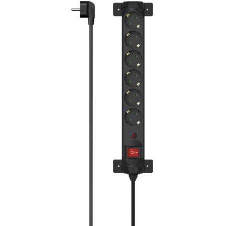Hama Power Strip 6-FOLD Overvoltage Protection 360 Switch 1.4 M Black