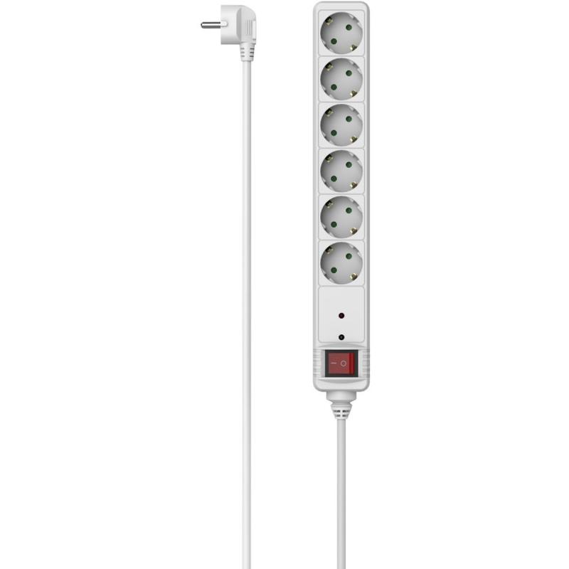 Hama Power Strip 6-FOLD Overvoltage Protection Switch 3 M White
