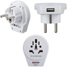 Hama Reisadapter World To Europe USB For 2-EN 3-POLE Devices 1X USB