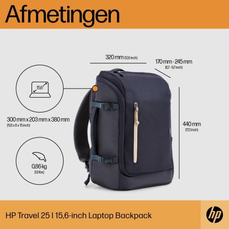 HP Acc: HP Travel 25l 15.6 Igr Laptop Backpack