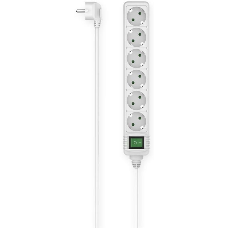 Hama Power Strip 6-FOLD Switch 3 M White