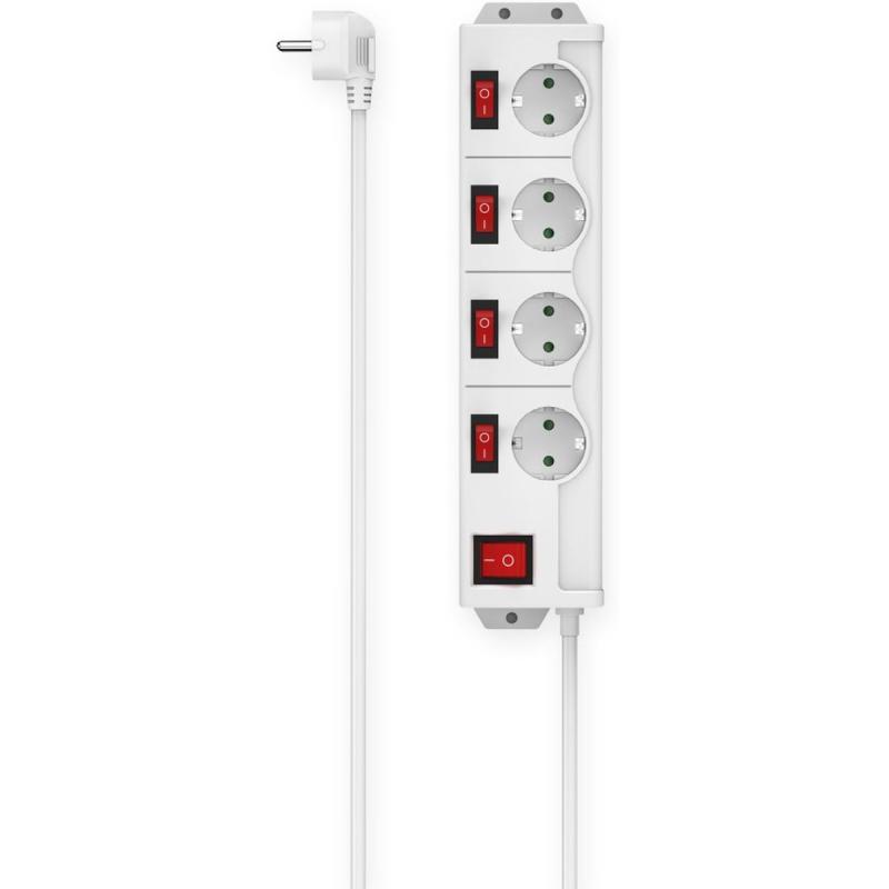 Hama Power Strip 4-FOLD 90 Afzonder Switchable Wall Mounting 1.4 M White