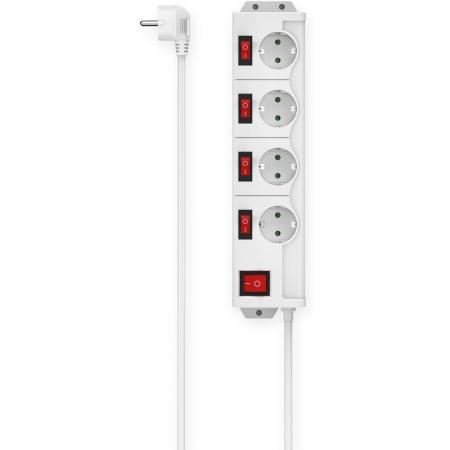 Hama Power Strip 4-FOLD 90 Afzonder Switchable Wall Mounting 1.4 M White