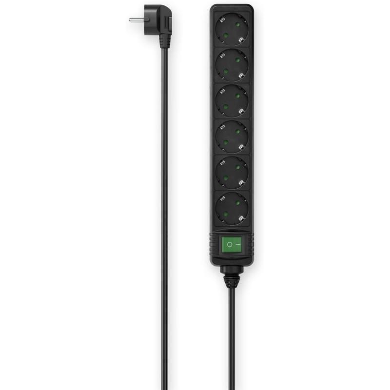 Hama Power Strip 6-FOLD Switch 3 M Black