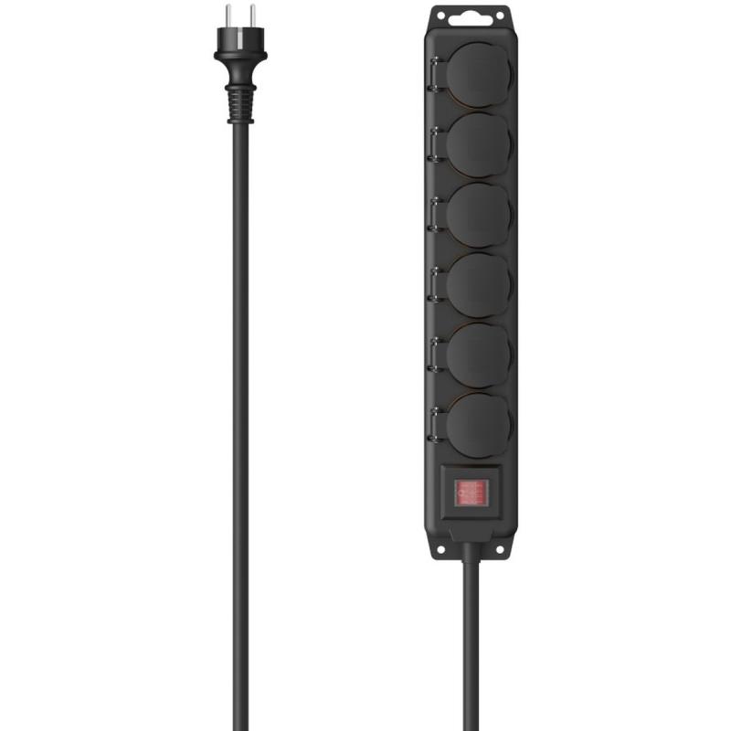 Hama Power Strip 6-FOLD For Outside IP44 Switch Wall Mounting 2 M ZW.
