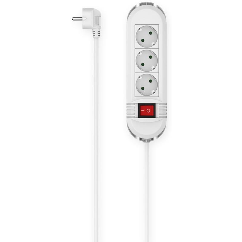Hama Power Strip 3-FOLD Switch Wall Mounting 3 M White