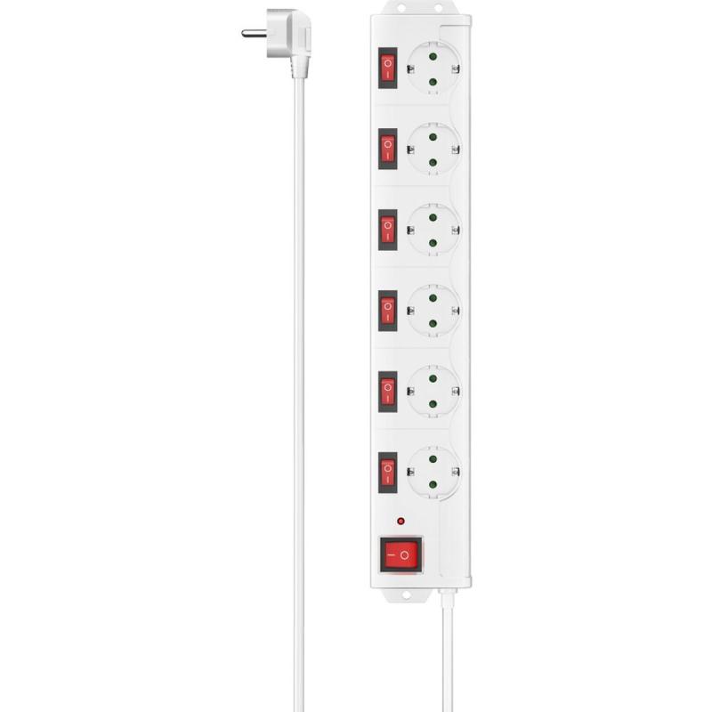 Hama Power Strip 6-FOLD Overvoltage Protection 90 Ind Switchable 1.4m White