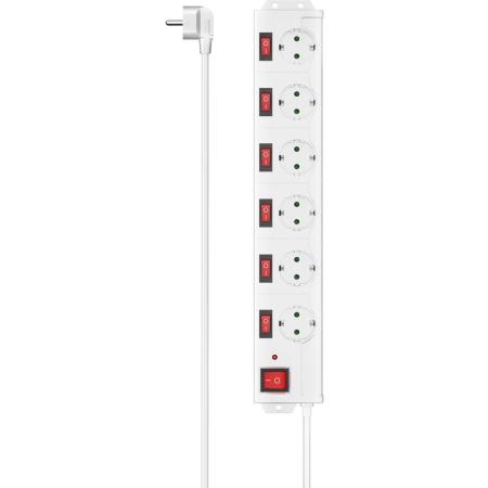 Hama Power Strip 6-FOLD Overvoltage Protection 90 Ind Switchable 1.4m White