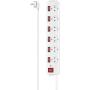 Hama Power Strip 6-FOLD Overvoltage Protection 90 Ind Switchable 1.4m White